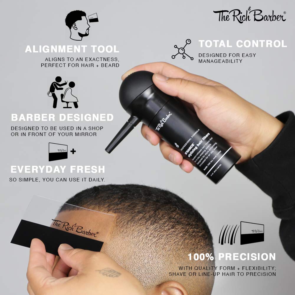 Close-up of the transparent template card highlighting the clean contour edges for beard line ups.