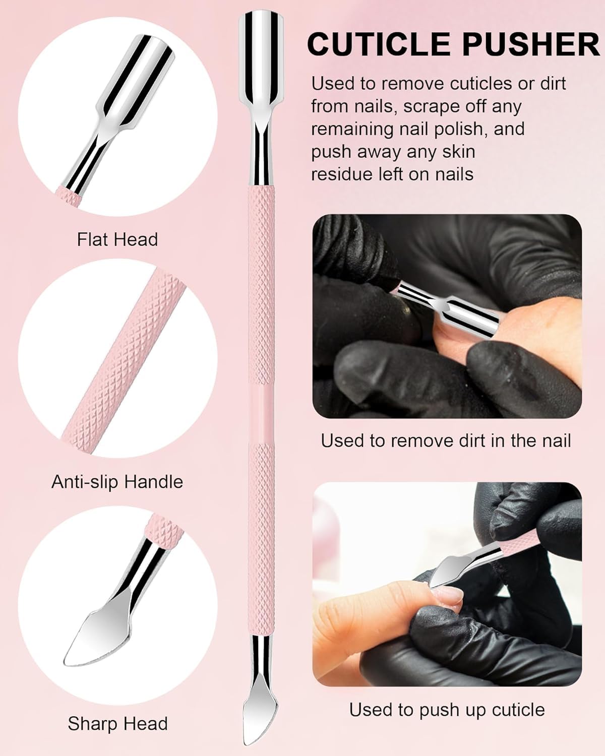 Dual ended cuticle pusher and scraper tool for professional nail prep