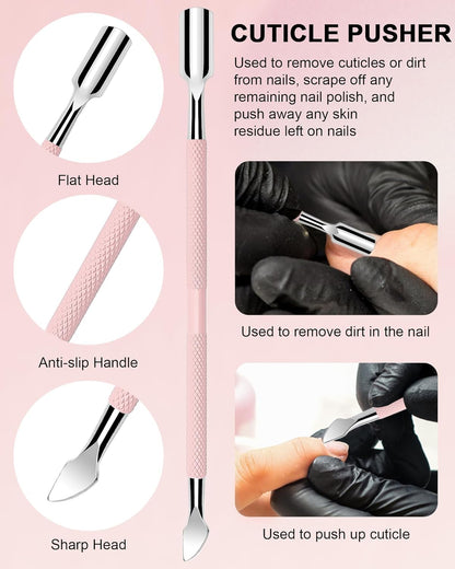 Dual ended cuticle pusher and scraper tool for professional nail prep