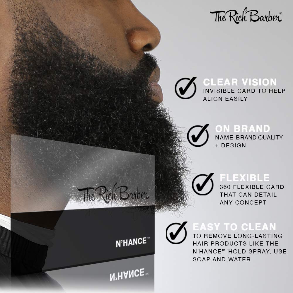 Clear plastic styling card showing transparency for precise alignment