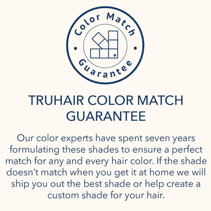Truhair Dark Brown root touch-up product displayed for hairline filling demonstration.
