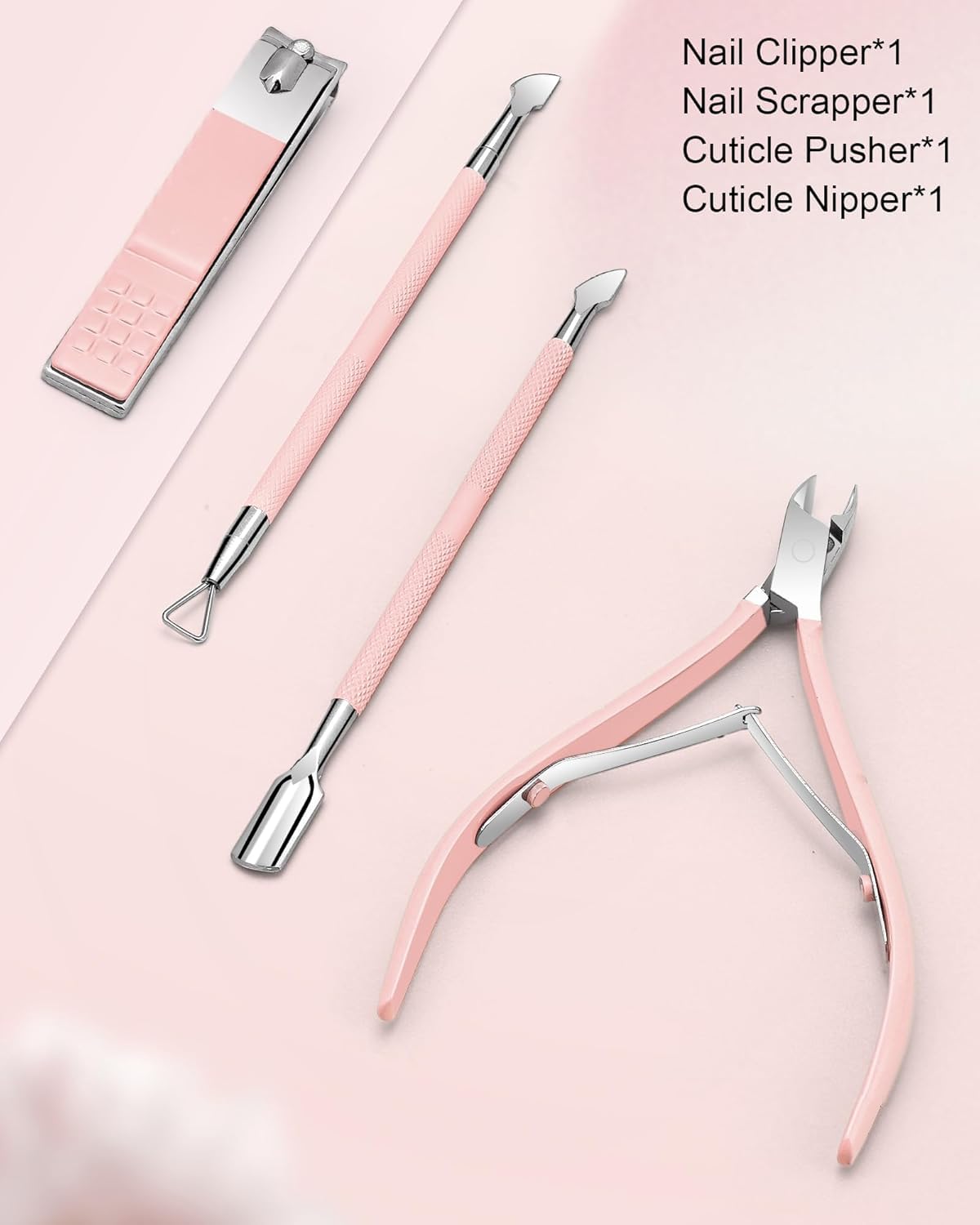 Premium stainless steel cuticle remover kit showing double spring tension mechanism