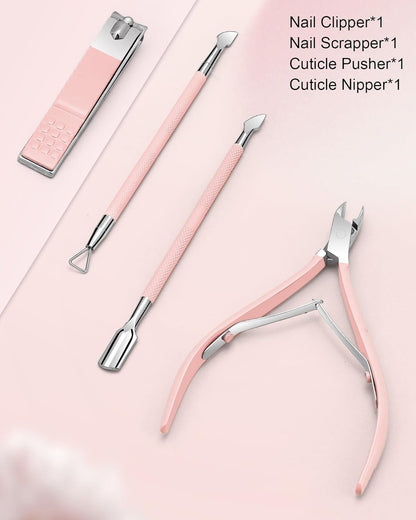Premium stainless steel cuticle remover kit showing double spring tension mechanism