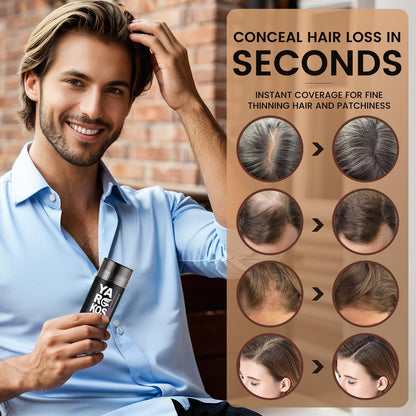 Premium weather resistant hair thickening powder for bald spot concealing.
