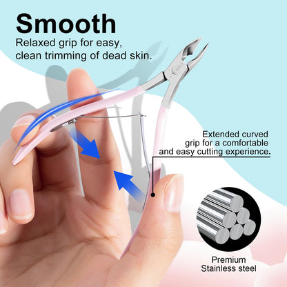 NXJ INFILILA manicure tool being used for precision dead skin and cuticle removal