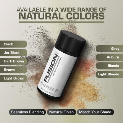 HairFusion unisex hair loss concealer cosmetic powder bottle details and ingredient information