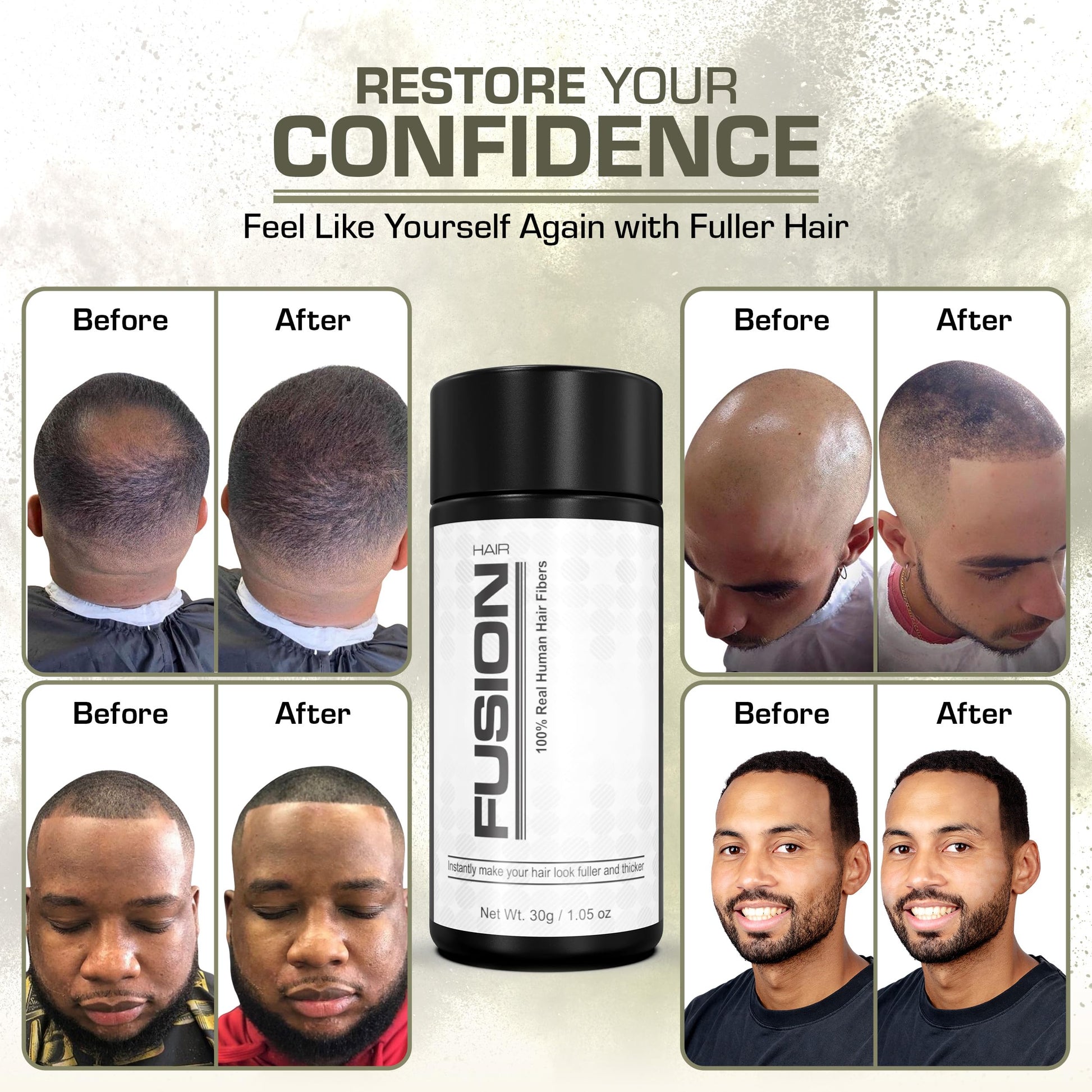 HairFusion black fibers for bald spot coverage and instant hairline definition container view