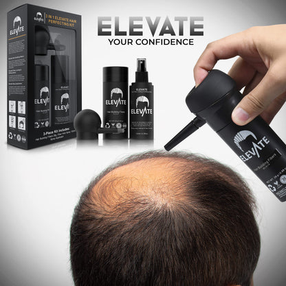 Close up view of the 100 percent natural keratin black hair fibers texture and premium applicator pump