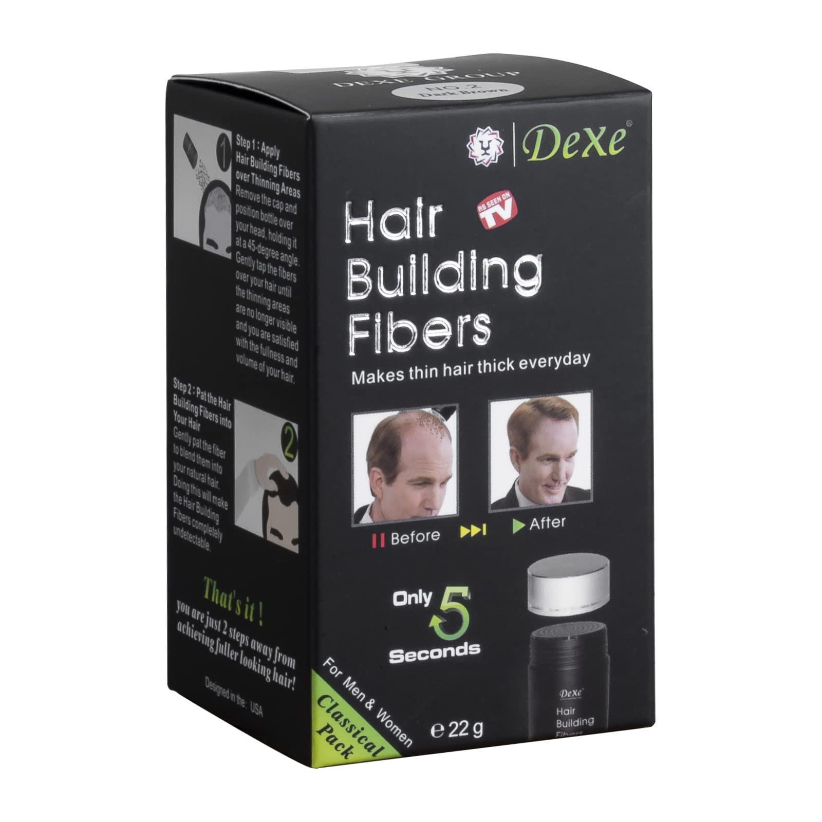 Authentic imported USA hair building fibers bottle for bald spot concealment