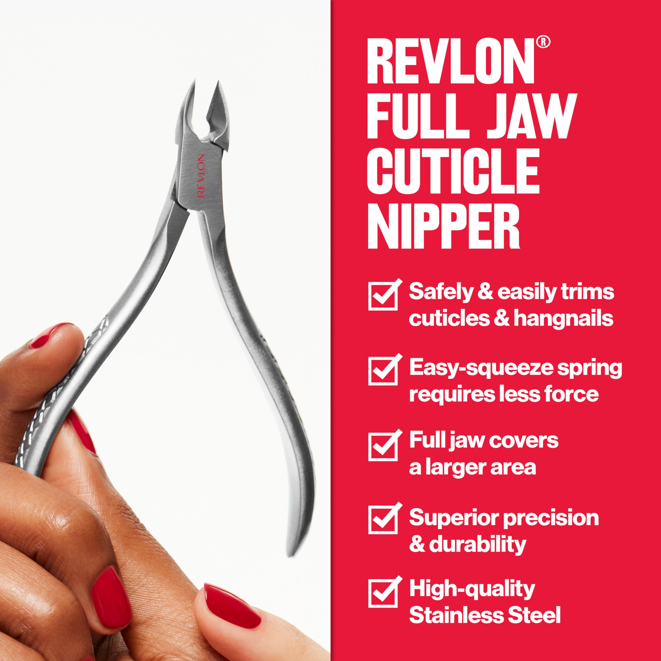 Revlon cuticle nipper close up of the full jaw blade design