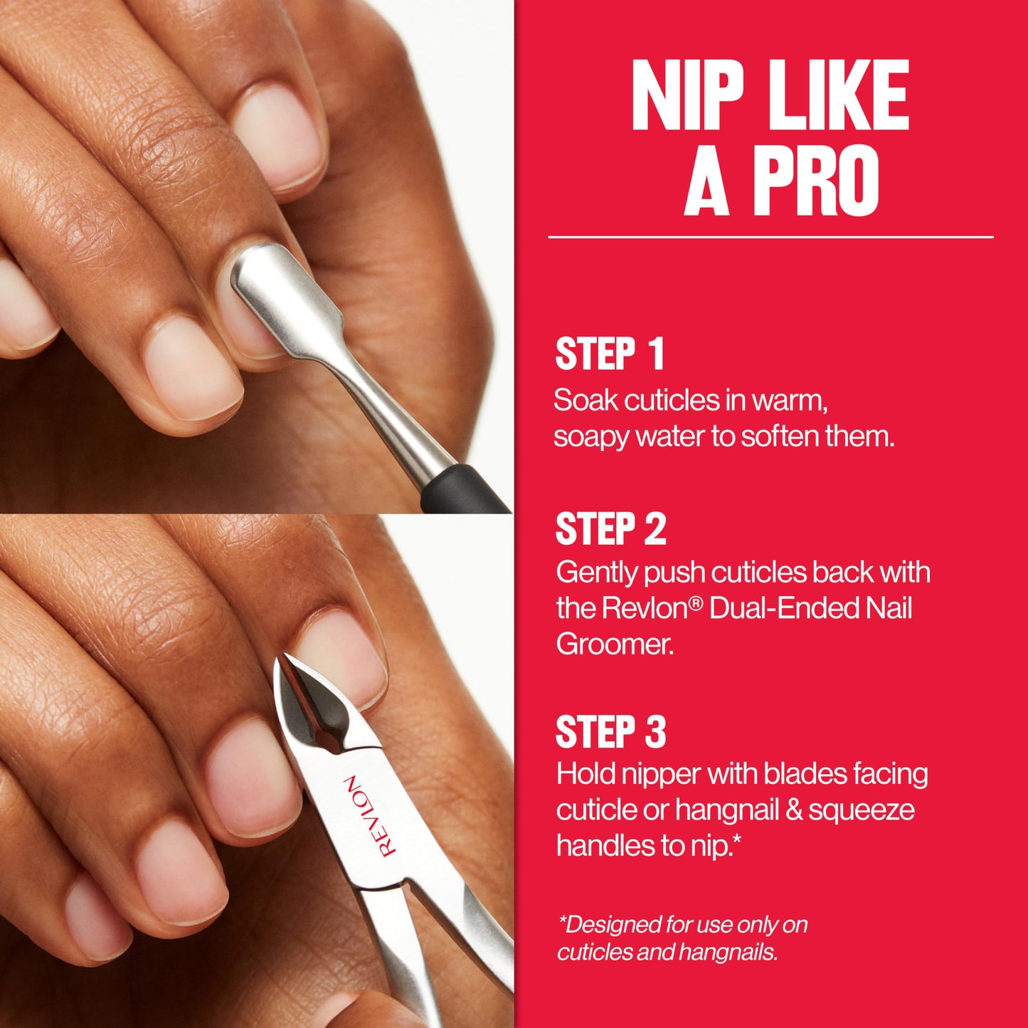 Revlon premium stainless steel hangnail remover side profile angle