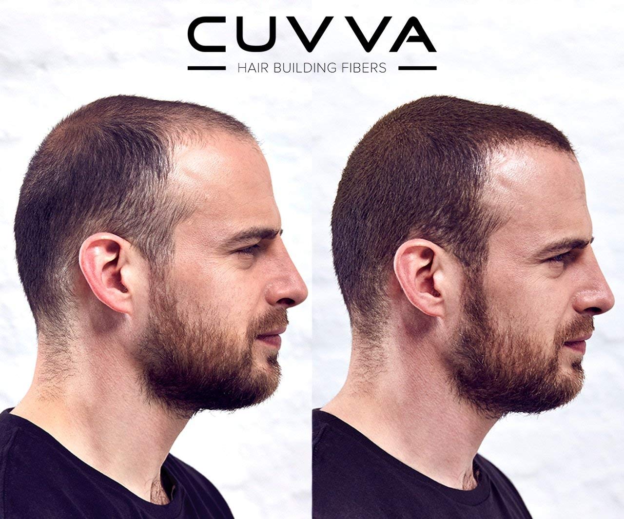 CUVVA electrostatic hair fibers container close up detailing product weight