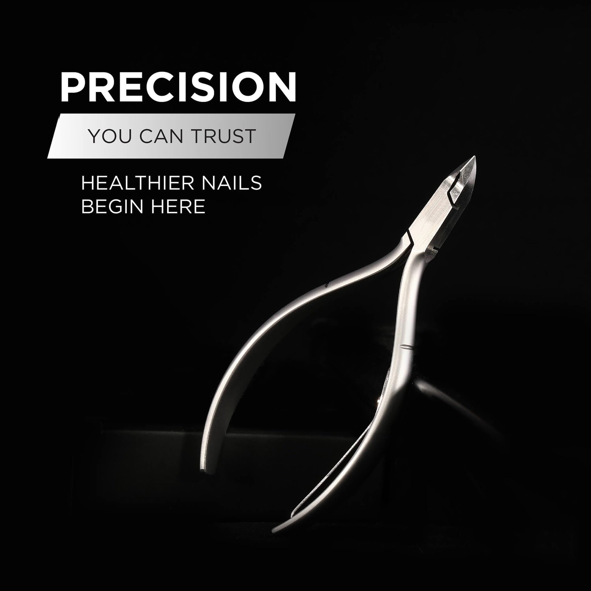 Vanfa Cuticle Nipper side angle view highlighting the sleek rust resistant finish