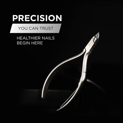Vanfa Cuticle Nipper side angle view highlighting the sleek rust resistant finish