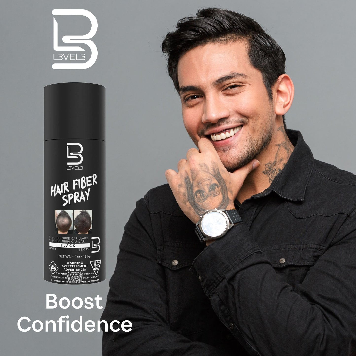 L3VEL3 premium hair enhancement spray for instant gray root coverage