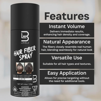 L3 level 3 professional barber grade black hair fiber spray container