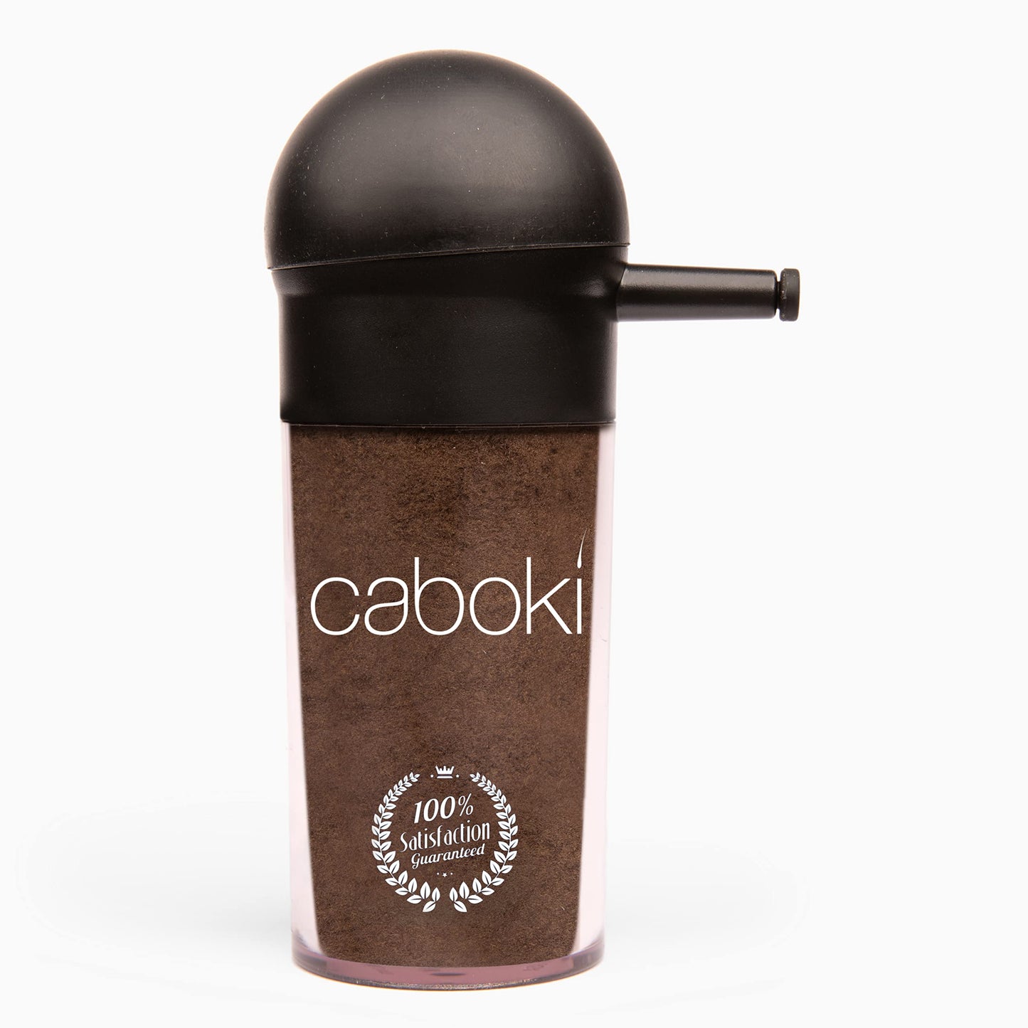 Back label of Caboki plant-based hair fibers showing usage instructions