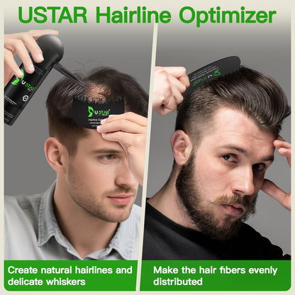 USTAR hairline optimizer comb and refill pack included in the black hair fiber set