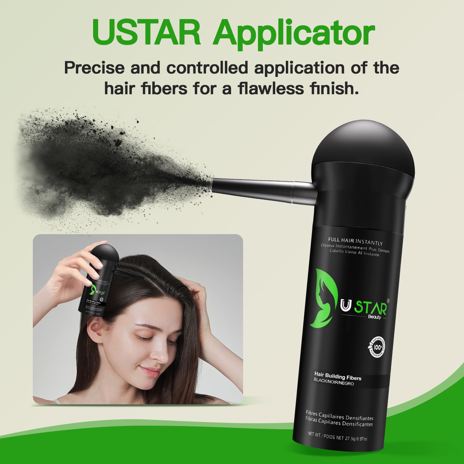 Premium USA imported USTAR hair building kit packaging with nine product pieces