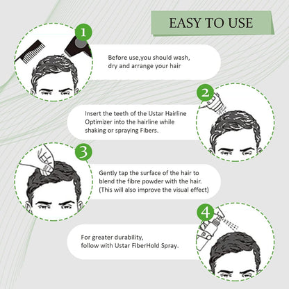 USTAR microscopic keratin fibers building natural volume on a sparse male hairline