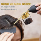 Refillable hair fiber container with ergonomic rubber handle grip