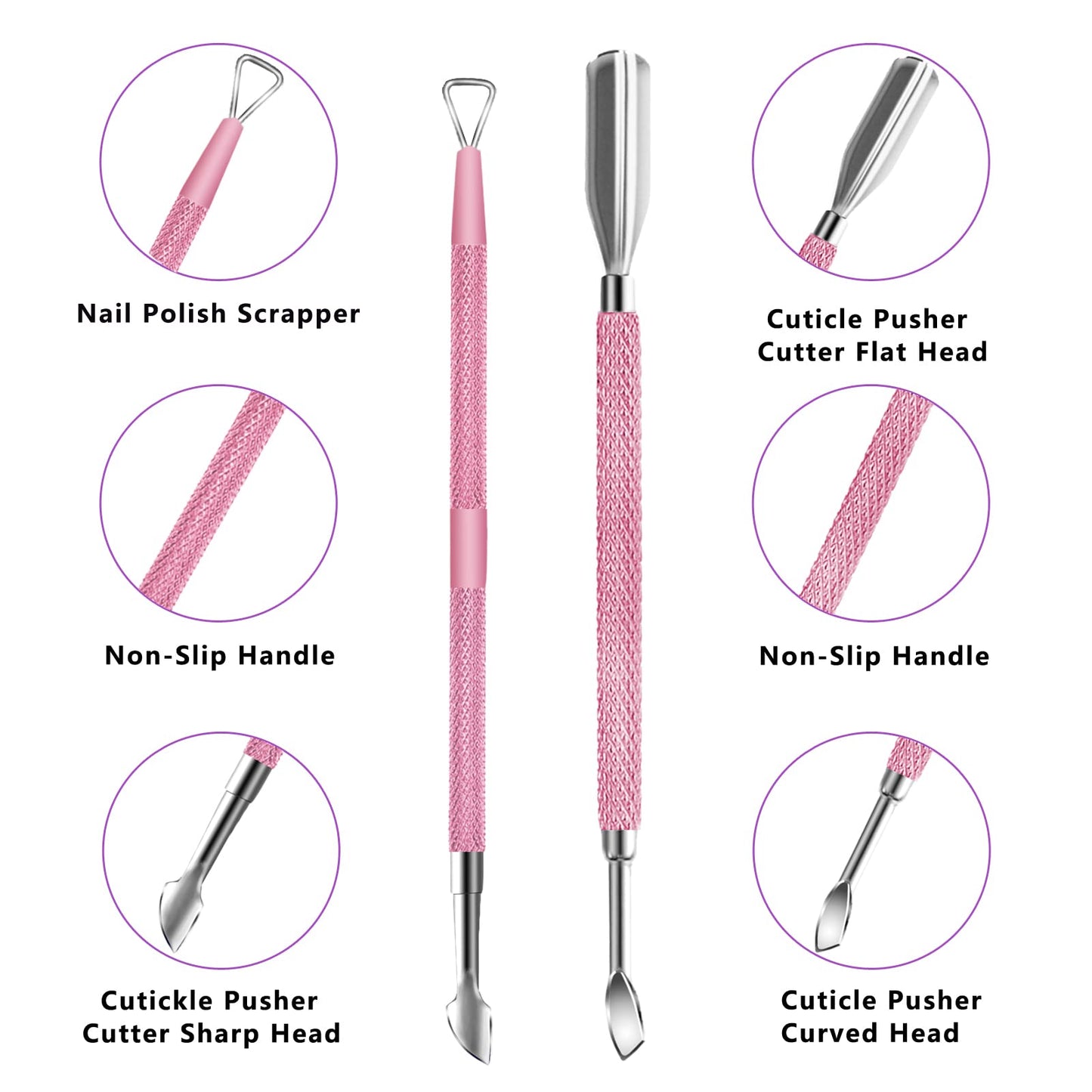 Decute multi functional nail tool set with triangle scraper