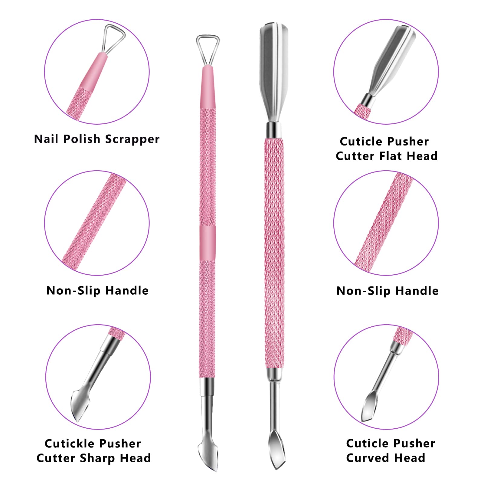 Decute multi functional nail tool set with triangle scraper