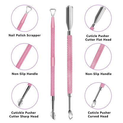 Decute multi functional nail tool set with triangle scraper