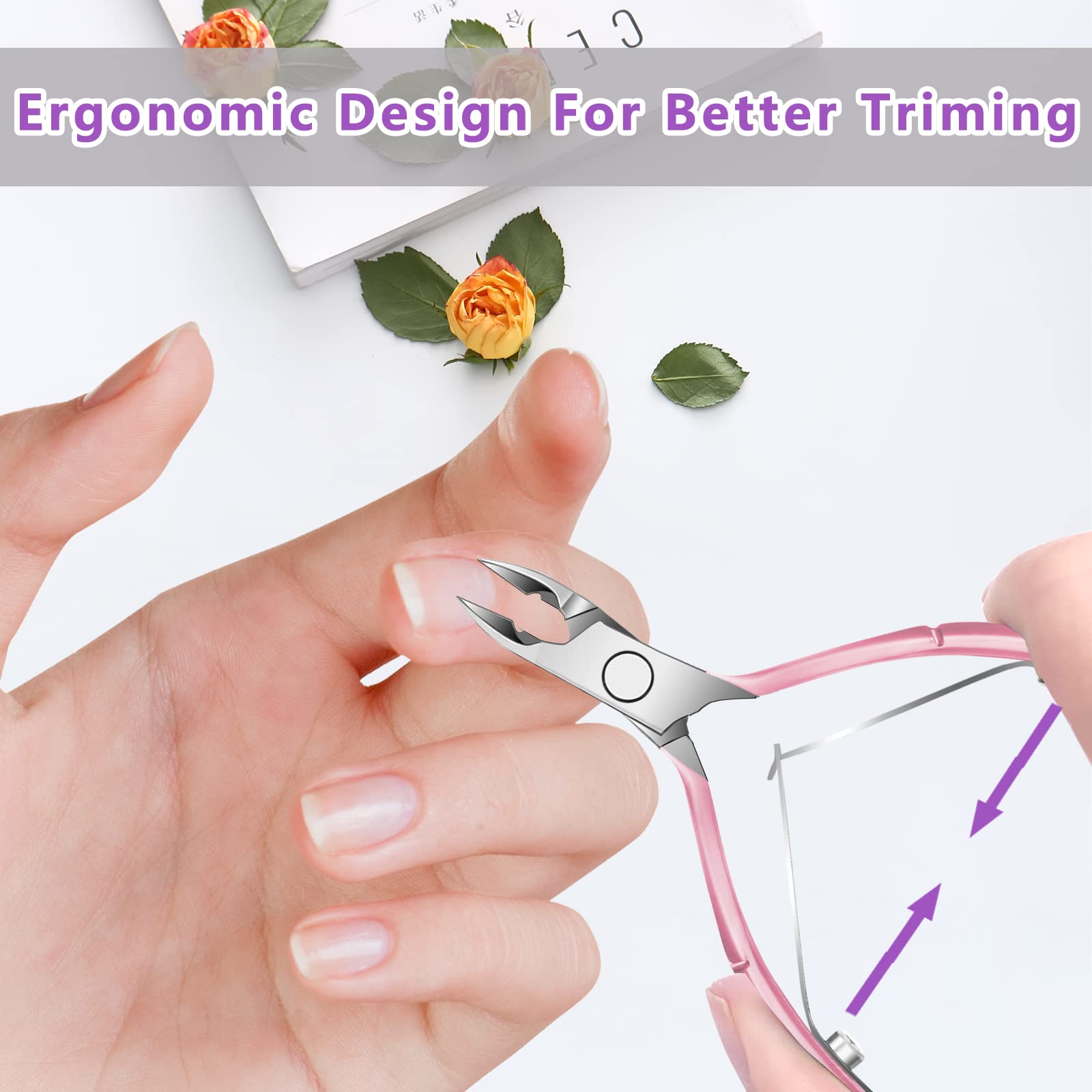 Decute stainless steel cuticle pusher and scissor tools