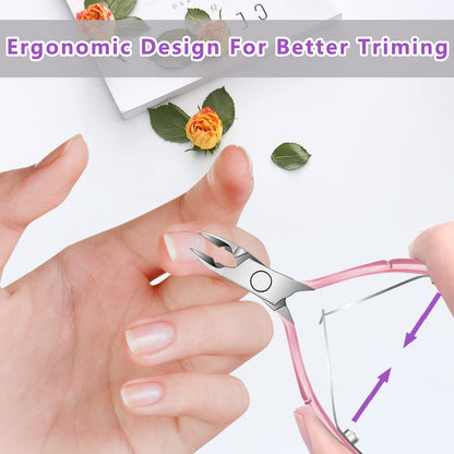 Decute stainless steel cuticle pusher and scissor tools