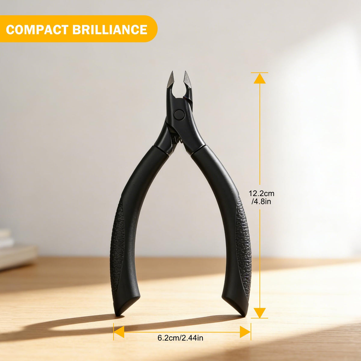 Side profile view of the BEZOX cuticle trimmer highlighting the durable hinge construction and blade balance