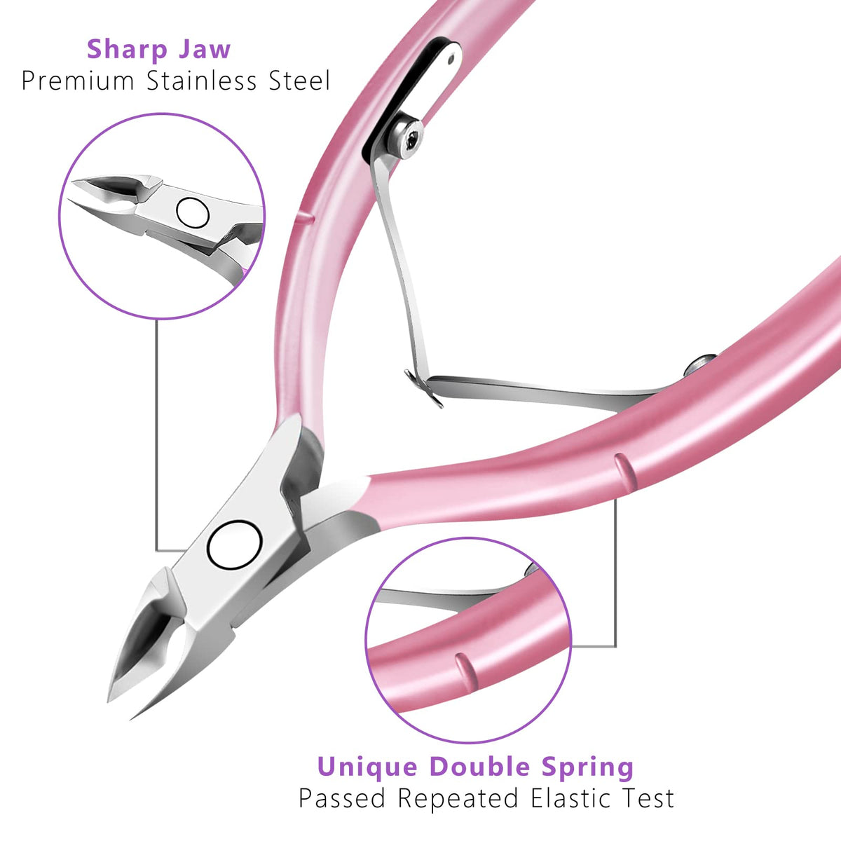 Decute professional manicure tools pink ergonomic handle design