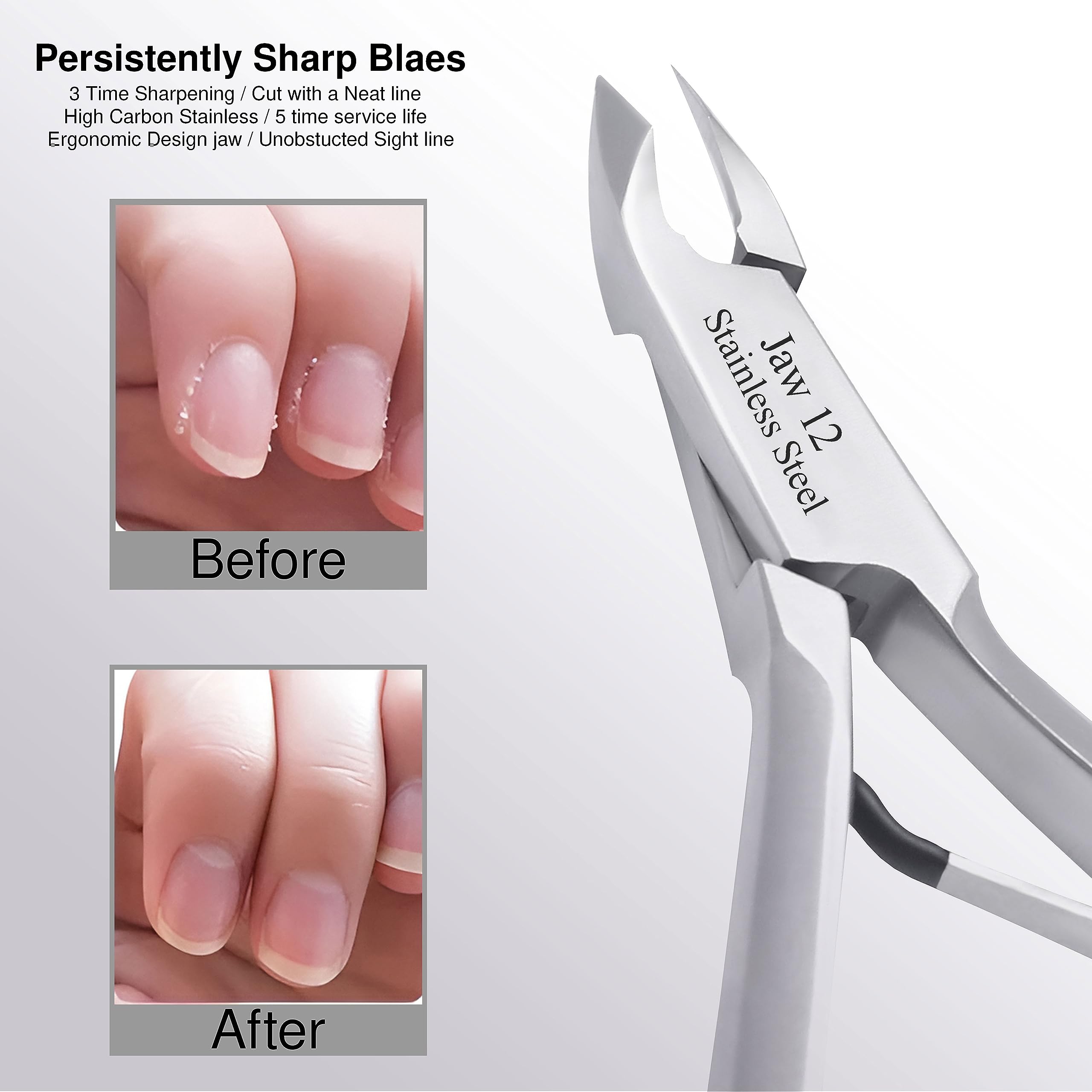Ergonomic design of UM Supplies cuticle clipper for precise grooming