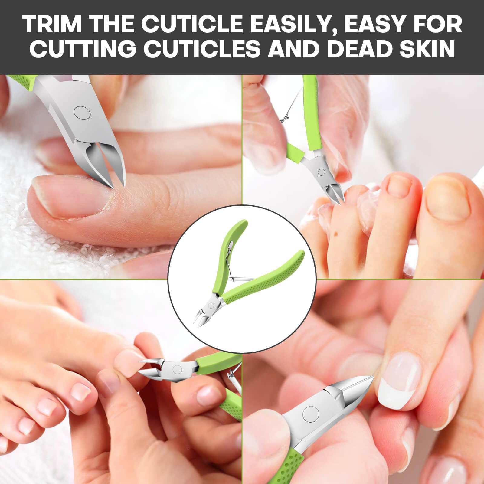 Manicure tool kit showing the TEAORB cuticle remover with its included protective tip cover and storage case.