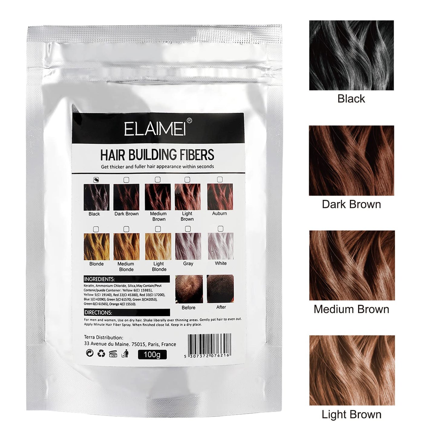 Electrostatic keratin fiber particles clinging to human hair strands illustration