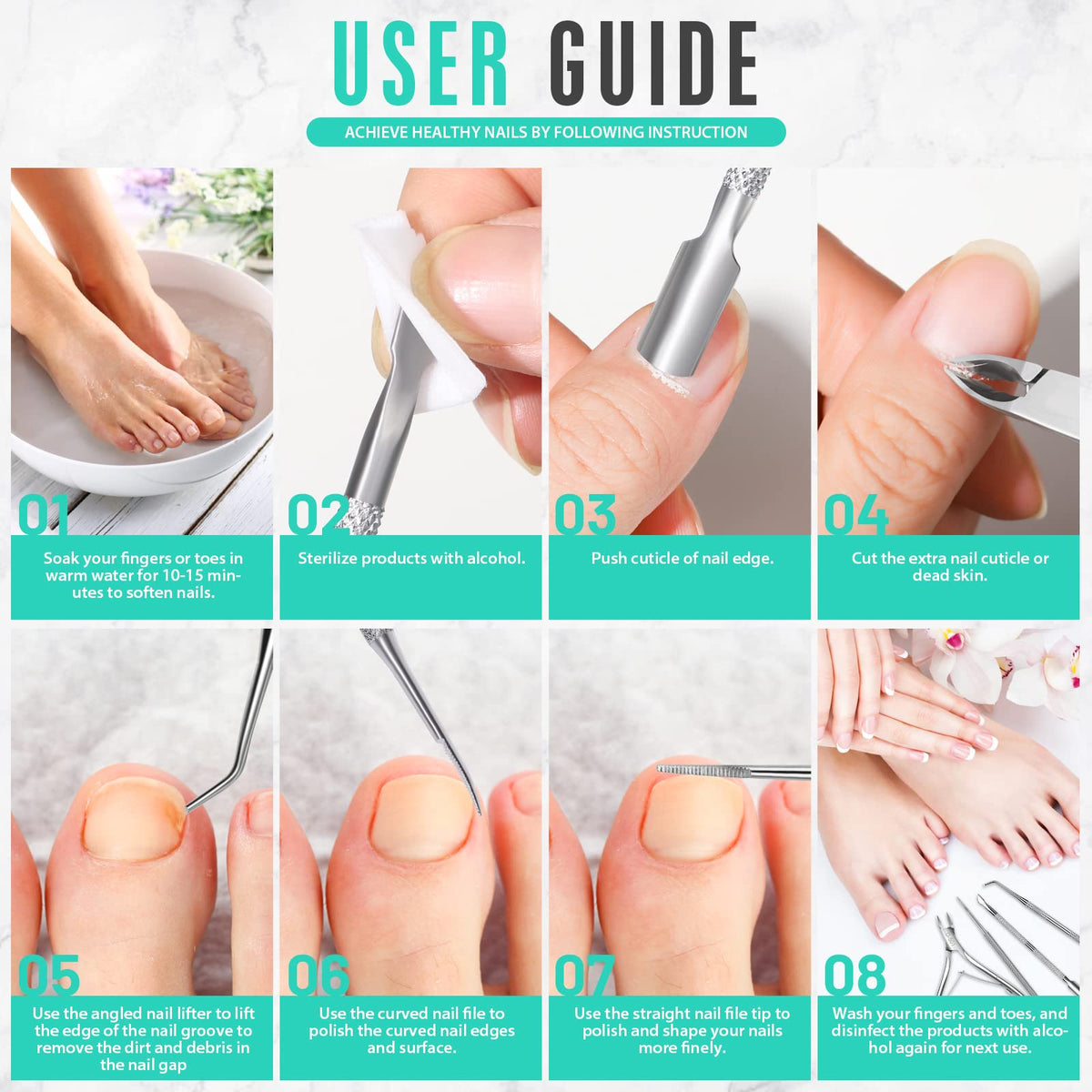 Durable stainless steel manicure tools set