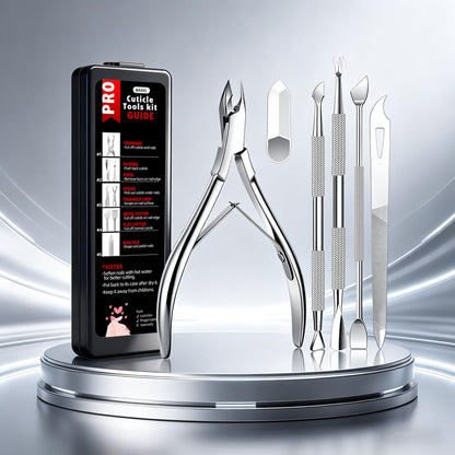 Close-up view of the sharp-jaw stainless steel cuticle nipper highlighting the double spring grip mechanism