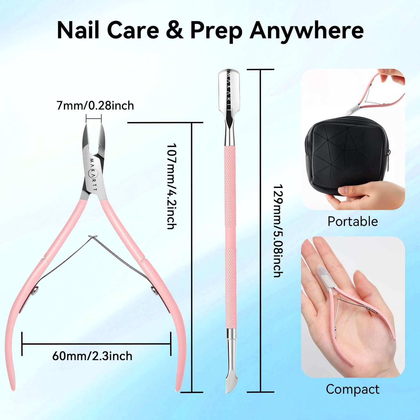 Professional salon manicure tools set pink finish