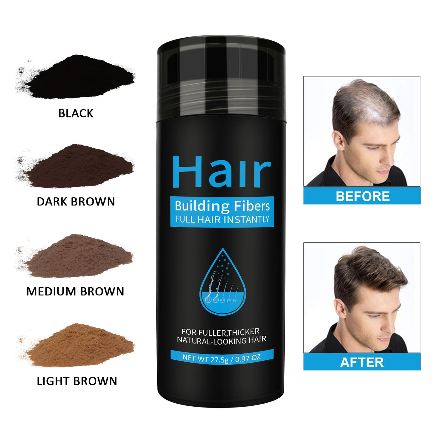 Undetectable hair building powder being applied to thinning hair parts