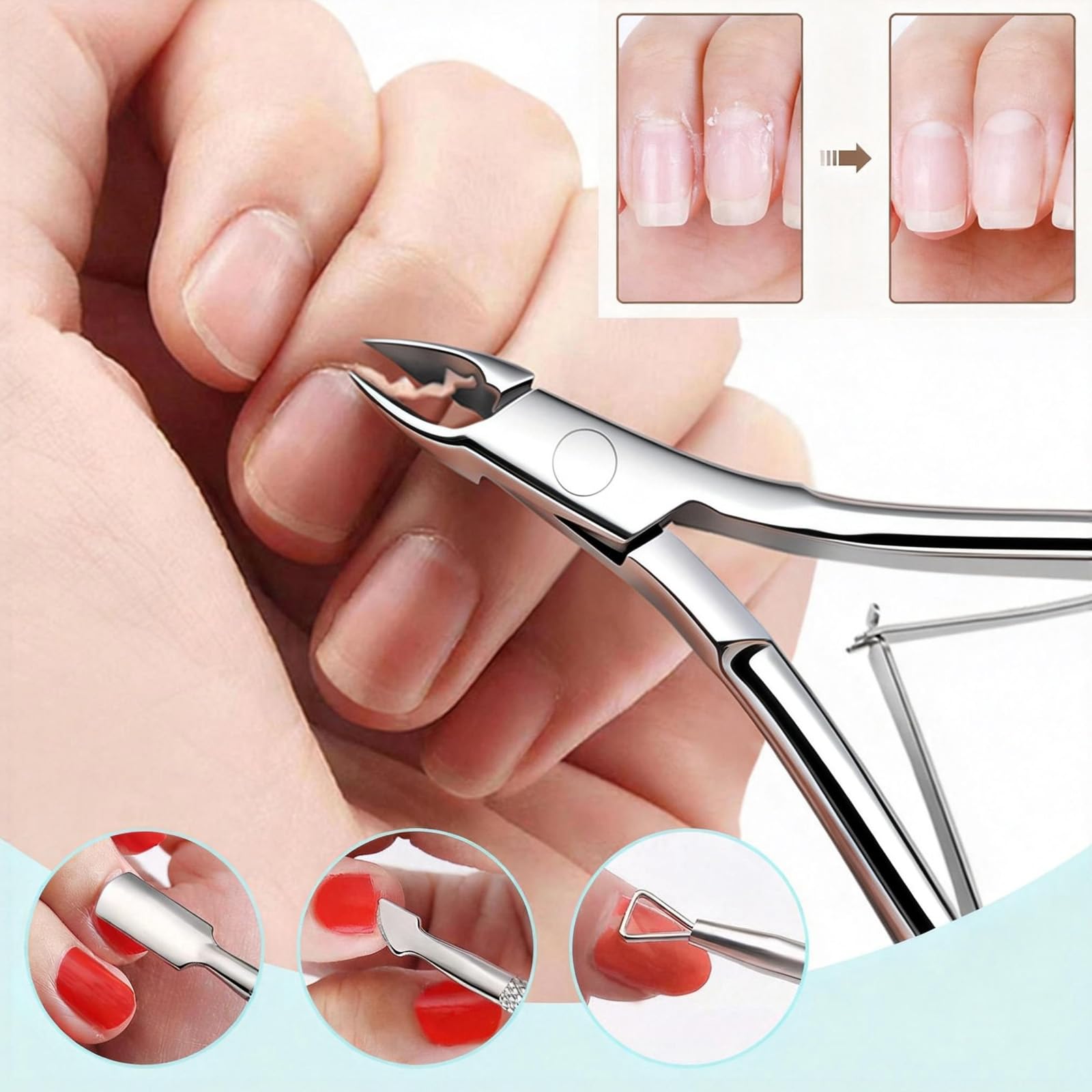 The premium triangle loop tool and cuticle fork designed for removing stubborn fingernail polish and hangnails