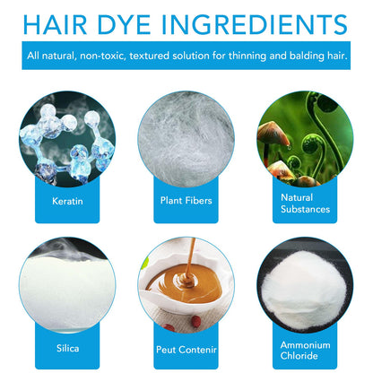 USA imported Find Back hair volumizing fibers packaging instructions closeup