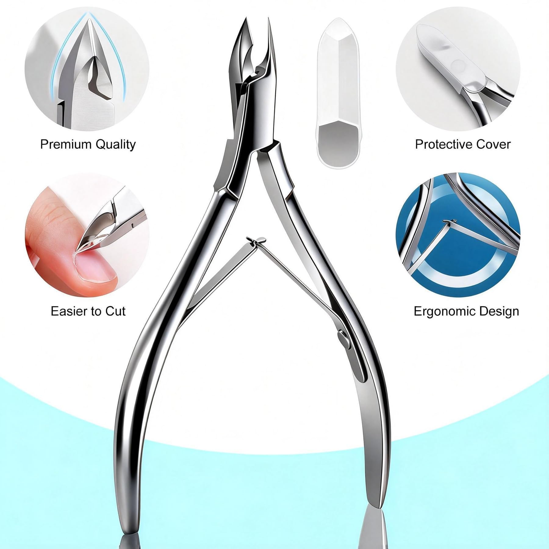 Ergonomic anti-slip handles of the Cbiumpro manicure kit showing the secure grip design for safe grooming