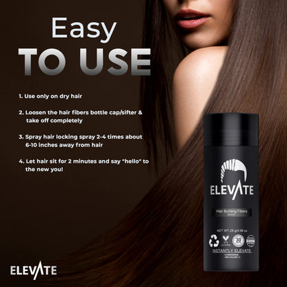ELEVATE hair loss concealer 28 grams bottle demonstrating premium personal care.