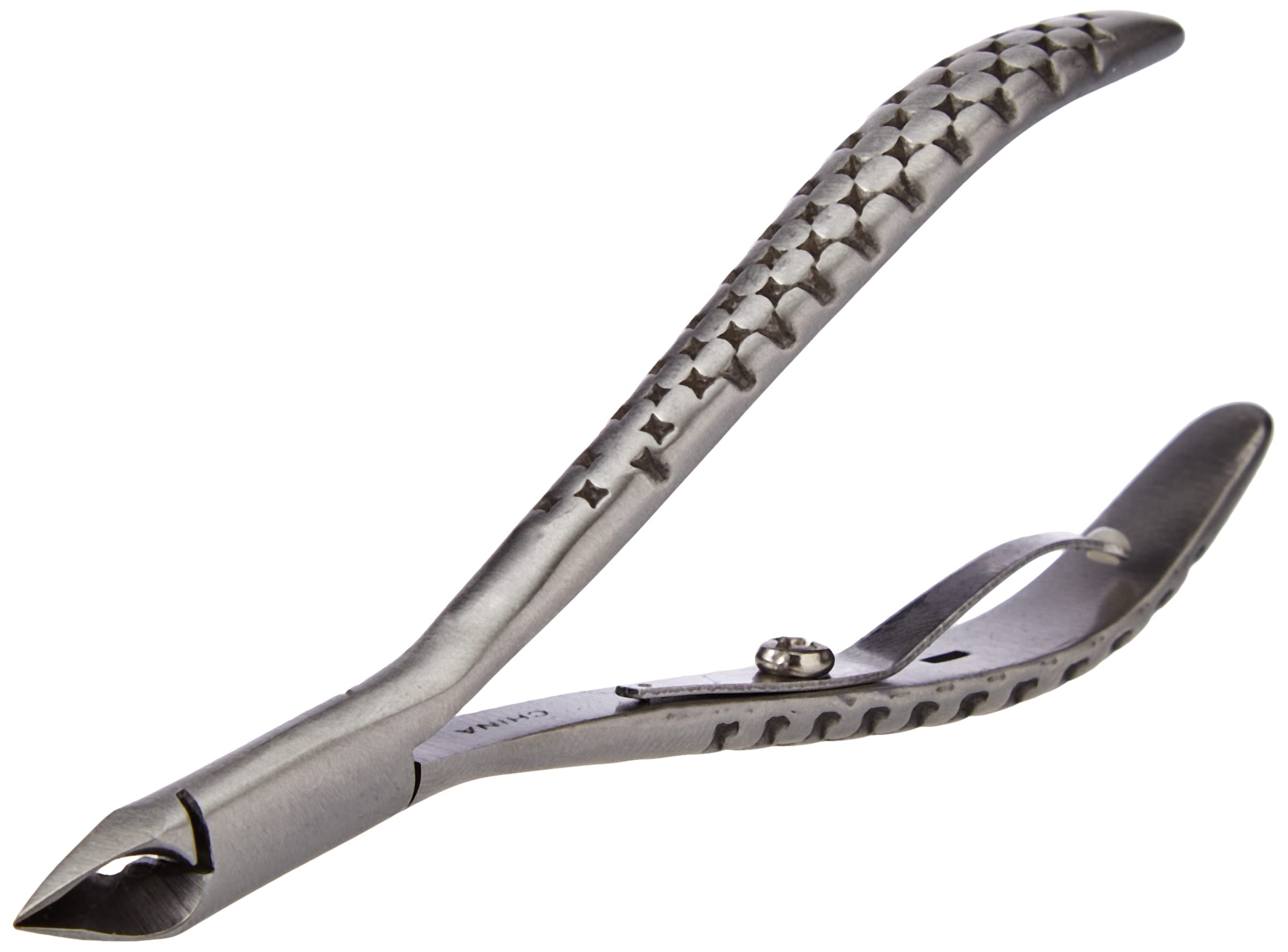 Close up view of Sally Hansen stainless steel half jaw cuticle nipper blades.
