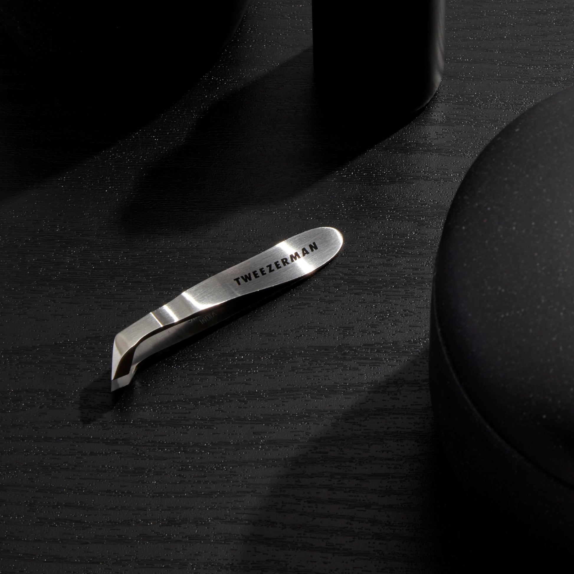 Top view of professional Tweezerman silver cuticle nipper