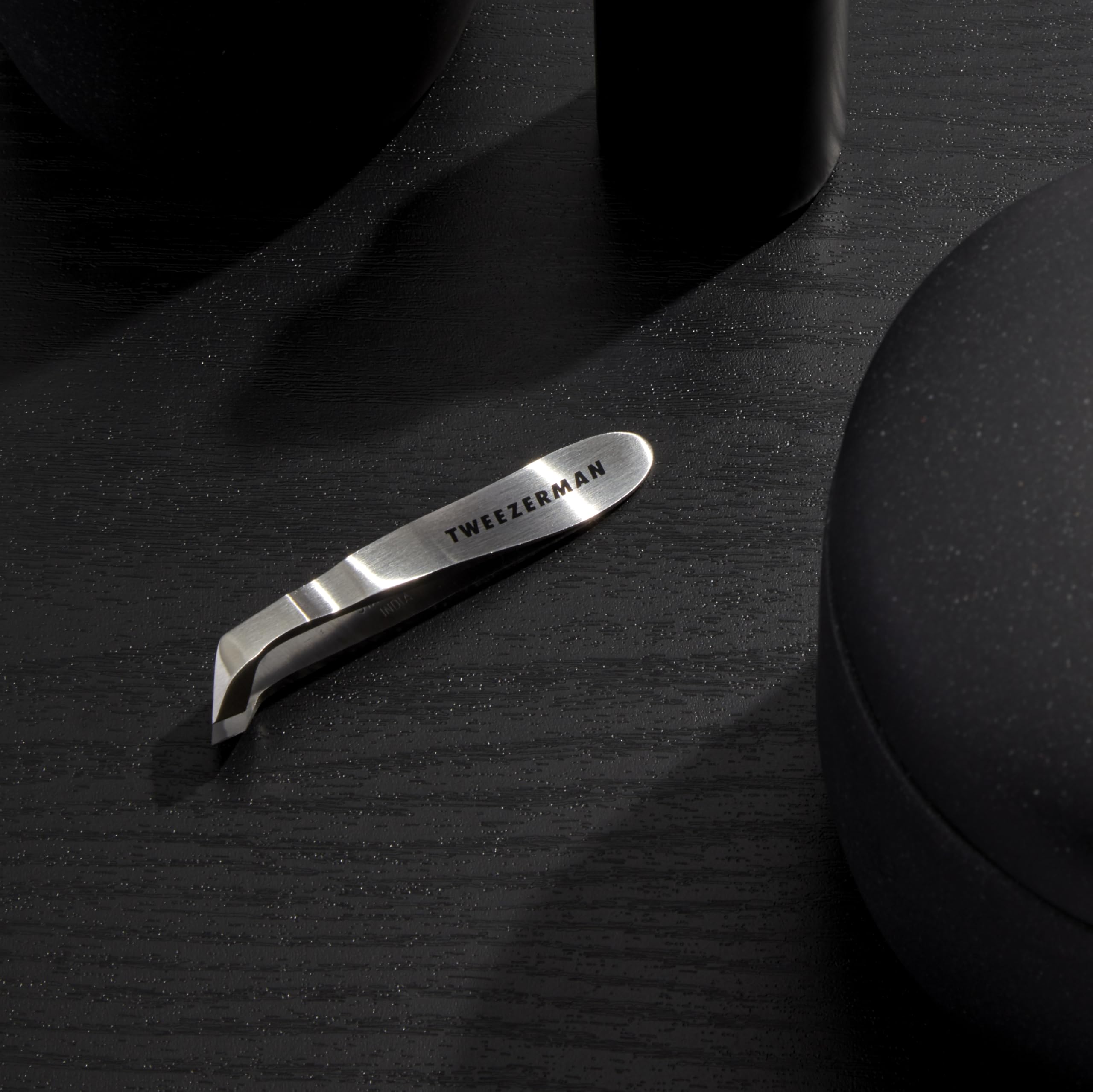 Top view of professional Tweezerman silver cuticle nipper