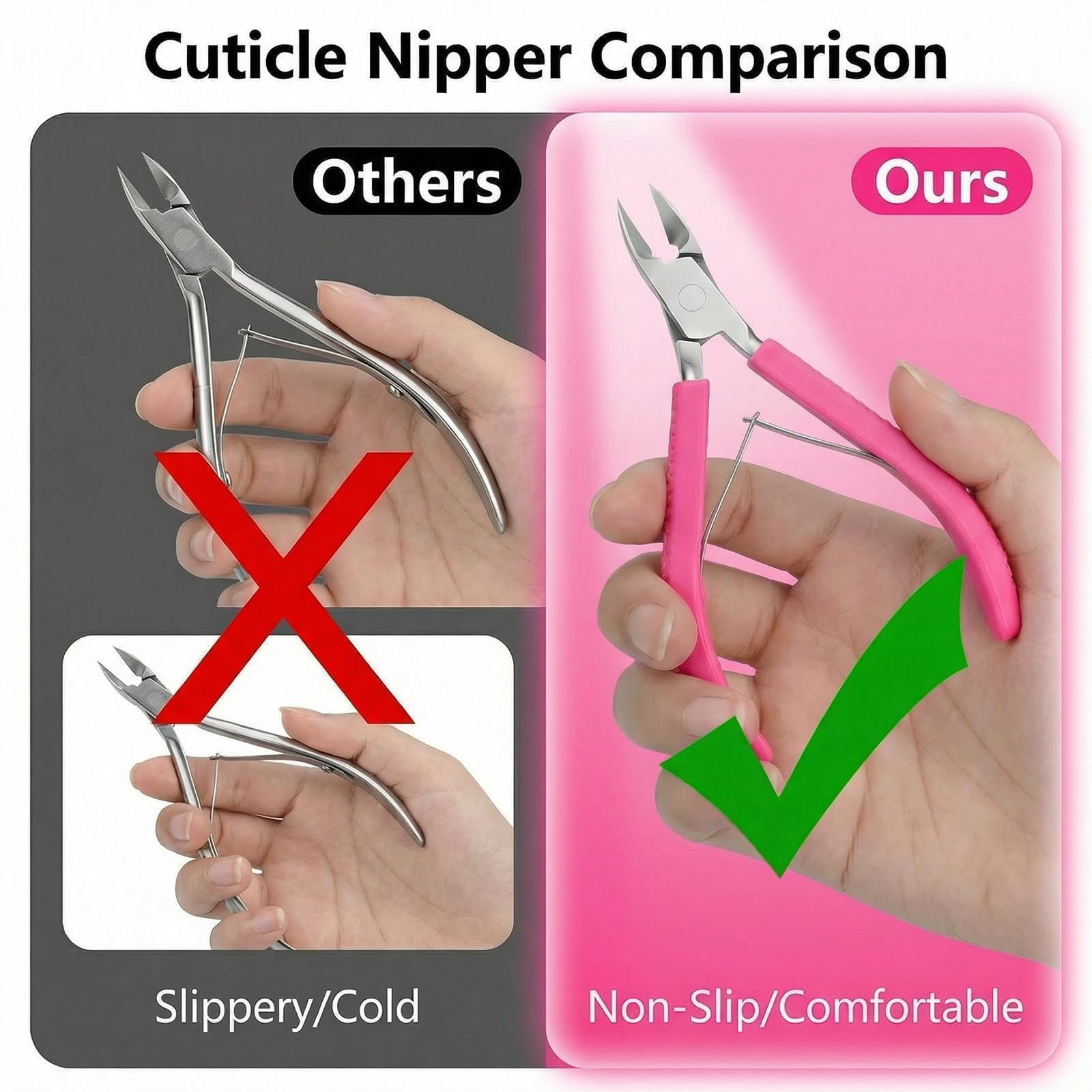 Professional nail care tool with non-slip grip
