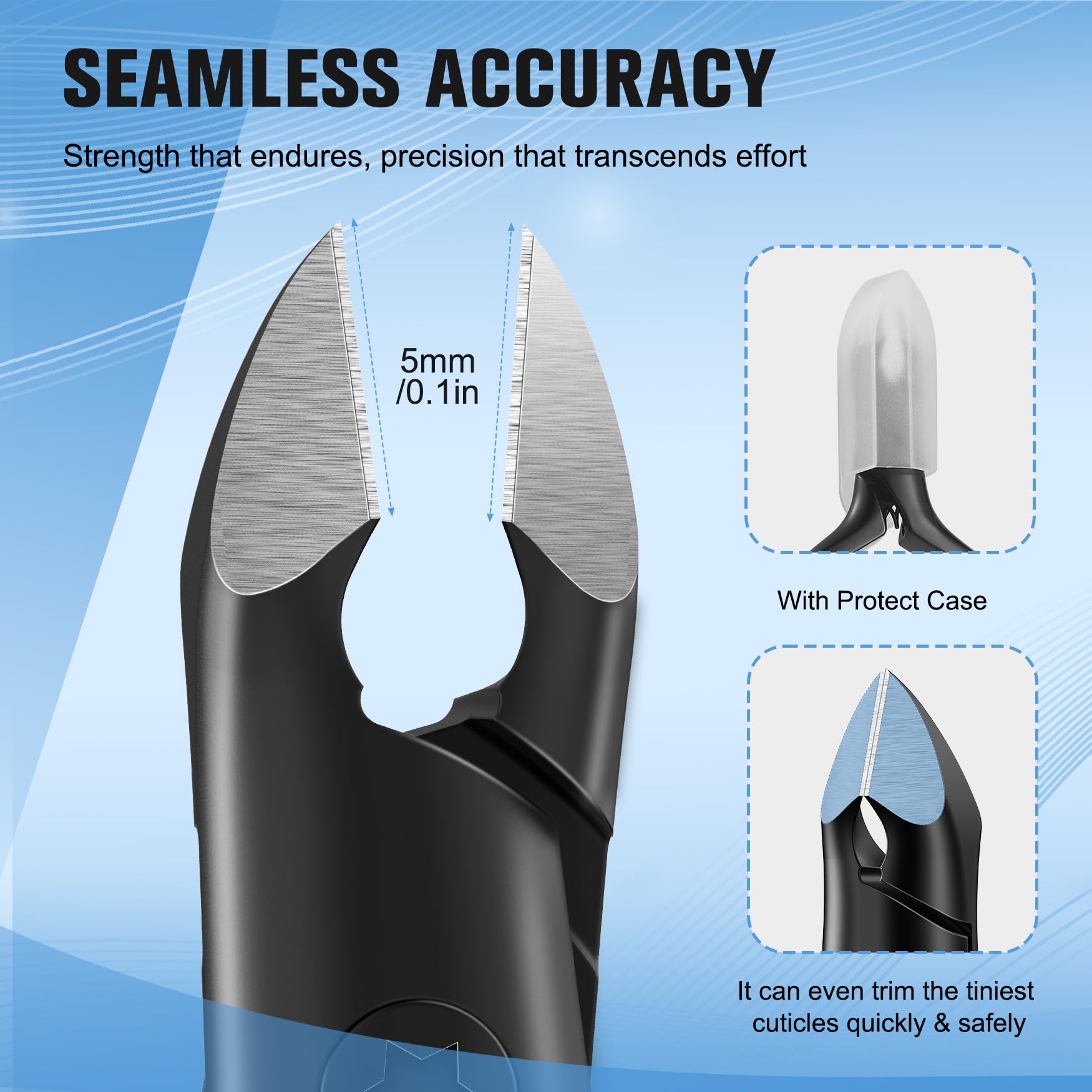 Close up view of FERYES 4R13 stainless steel half jaw ultra sharp precision blades