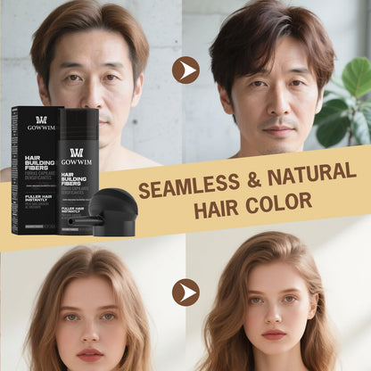 Undetectable grey coverage results using GOWWIM black hair fibers on root touch up area