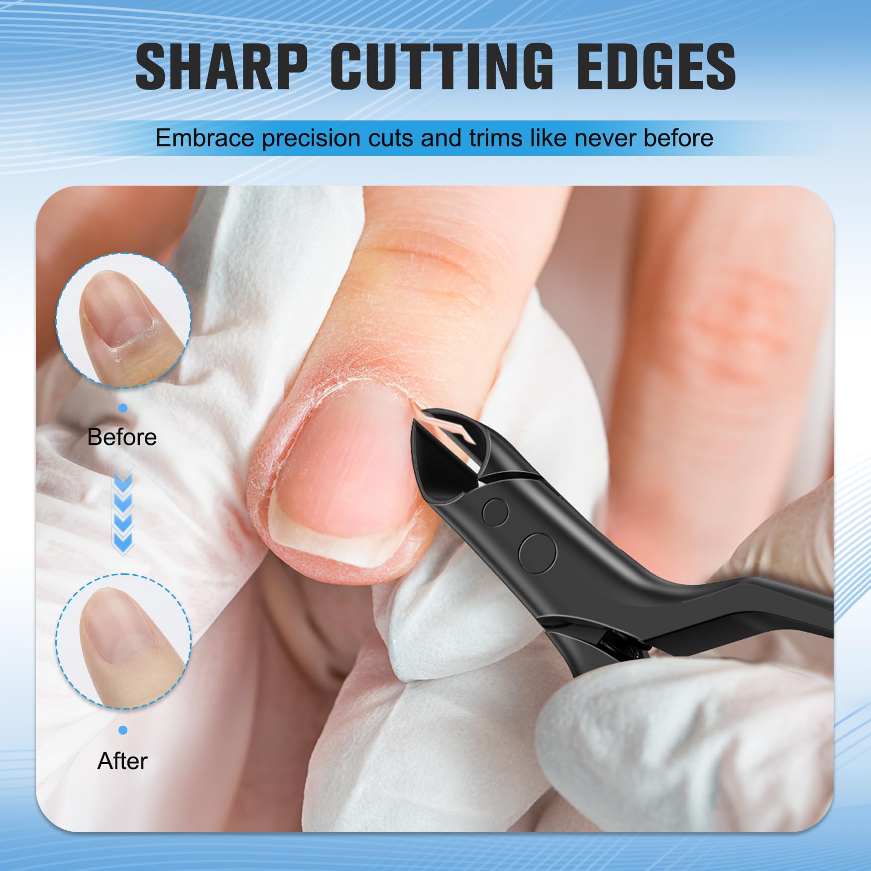 FERYES professional cuticle clipper displaying the widened ergonomic anti slip handles